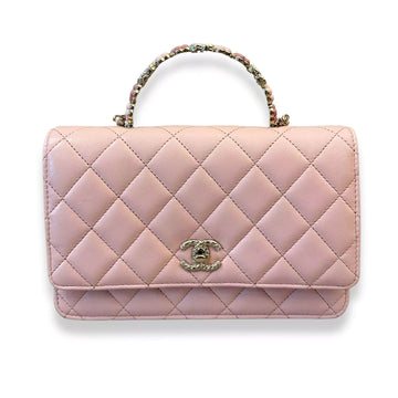 CHANEL LIGHT PINK TOP HANDLE WITH PEARLS BAG