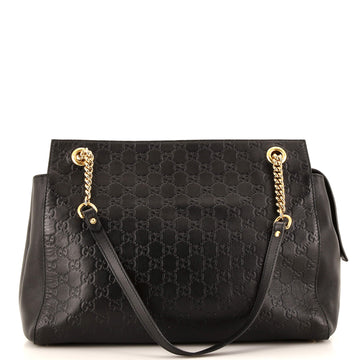 GUCCI Soft Signature Shoulder Bag Guccissima Leather Large