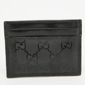 Black GG Imprime Canvas and Leather Card Holder