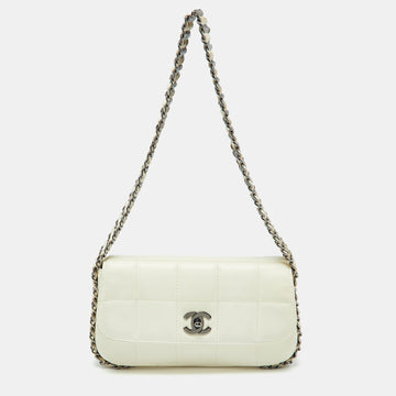 White Square Quilted Leather Multi Chain Classic Flap Bag