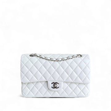 Chanel Classic Flap Medium - Caviar 25CM Quilted White Silver Hardware Series 18
