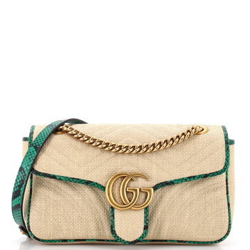 EC Marmont Flap Bag Matelasse Raffia with Snakeskin Small