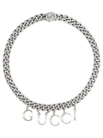 Gucci Script Chain Necklace Silver