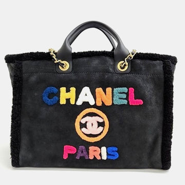 Black Shearling Medium Deauville Tote Bag