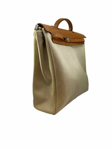 HERMES Herbag Beige Canvas Solid Backpack