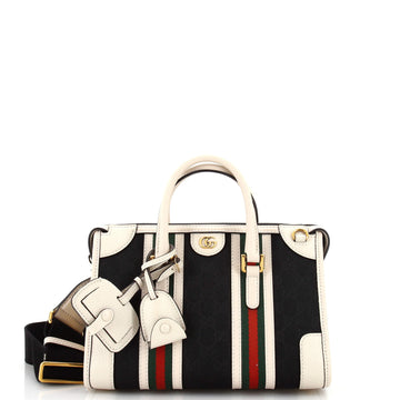 Bauletto Top Handle Bag EC Canvas and Leather Small