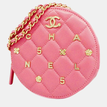 Pink Leather CC Round Lucky Charms Shoulder Bag