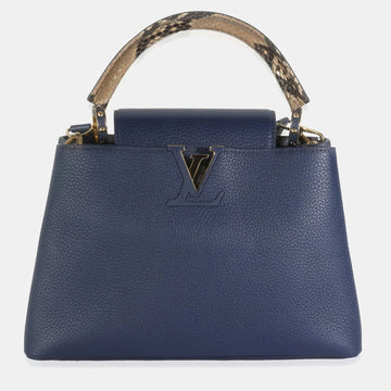 Python Navy Taurillon Capucines PM Bag