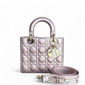Dior Lady Small ABC - Iridescent Metallic Rose Gold Pink MyABC Gold Hardware