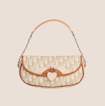 CHRISTIAN DIOR 2007 PINK & BEIGE ROMANTIQUE BAGUETTE BAG