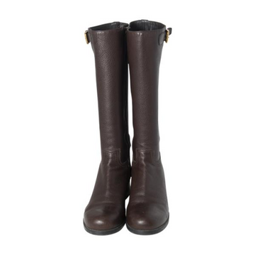 Prada Round-Toe Leather Boots