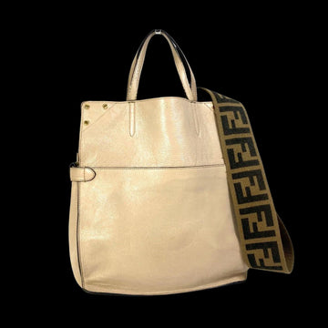 Beige Leather Fendi Shoulder Bag