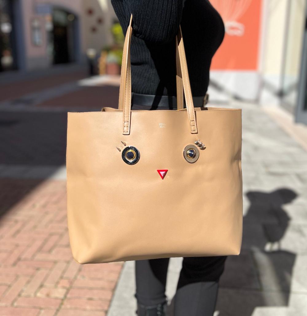 Beige Leather Fendi Tote