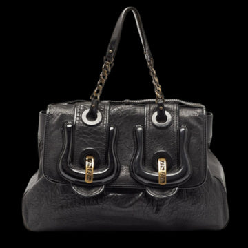 Black Leather Fendi Baguette