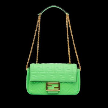 Green Leather Fendi Baguette