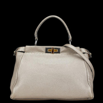 Grey Leather Fendi Peekaboo