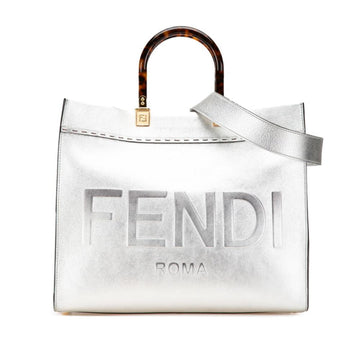 Silver Leather Fendi Tote