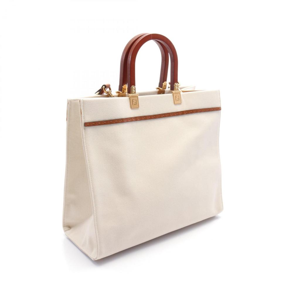 White Canvas Fendi Tote