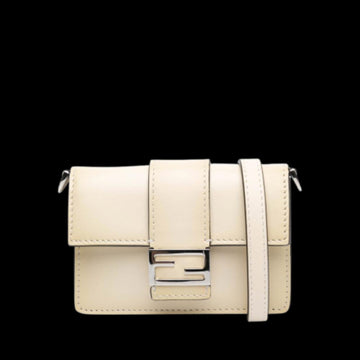 White Leather Fendi Baguette