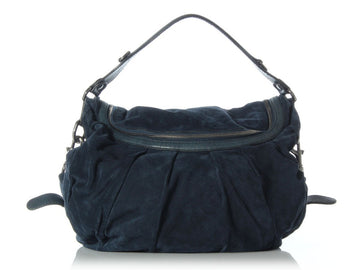 G*G Large Blue Suede Icon Bit Bag