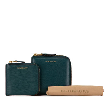 Burberry Round Zip Leather Wallet