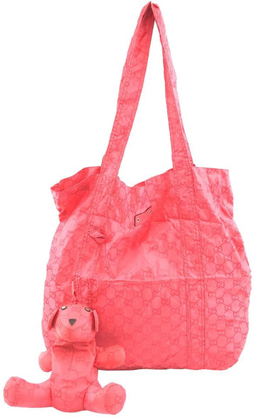 G*G Rare CS Logo G*Gssima Teddy Bear Tote Red Nylon Shoulder Bag