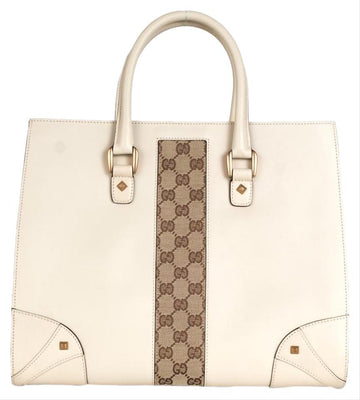 G*G And CS Supreme Handle Creme Leather Tote