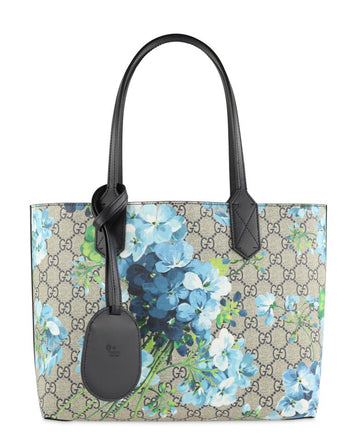 G*G Reversible CS Supreme Blooms Blue Coated Canvas Tote