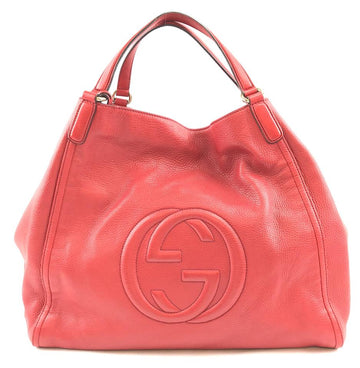 G*G Hobo Shoulder Bag Soho CS Logo Top Handle Red Leather Tote