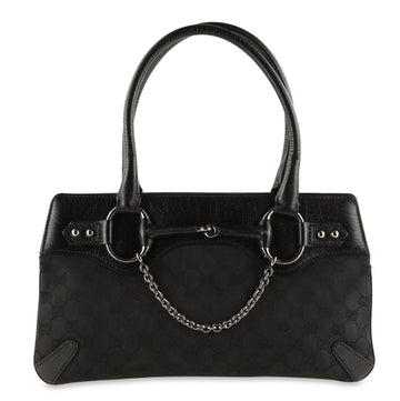 G*G Horsebit Chain Shoulder Bag Black CS Canvas Tote