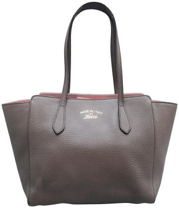 G*G Shoulder Bag Swing Small Taupe Calfskin Leather Tote