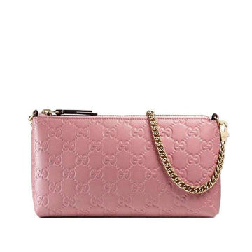 Signature Pink Leather Wristlet Wallet