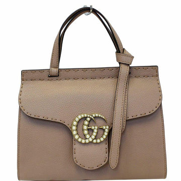 G*G Tote Marmont CS Leather Top Handle 442622 Taupe Shoulder Bag