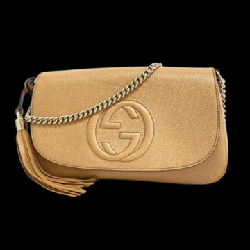 Beige Leather Gucci Shoulder Bag