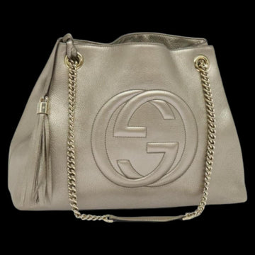 Gold Leather Gucci Shoulder Bag