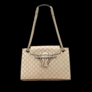 Gold Leather Gucci Shoulder Bag