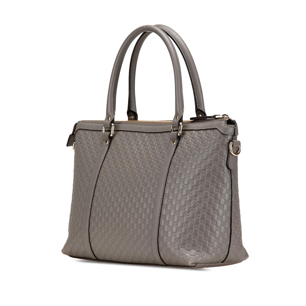 Grey Leather Gucci Tote
