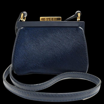 Navy Leather Gucci Shoulder Bag