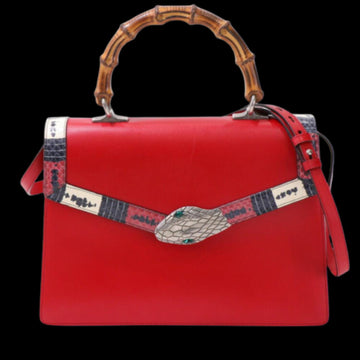 Red Leather Gucci Bamboo