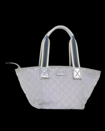 Silver Canvas Gucci Tote