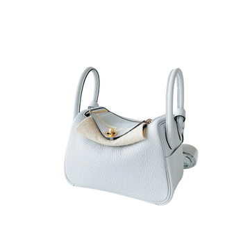 Hermès Mini Lindy Bleu Brume Swift Gold Hardware
