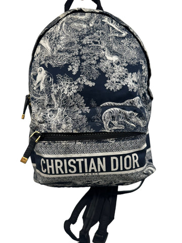 Christian Dior Blue Toile De Jouy FabricBackpack