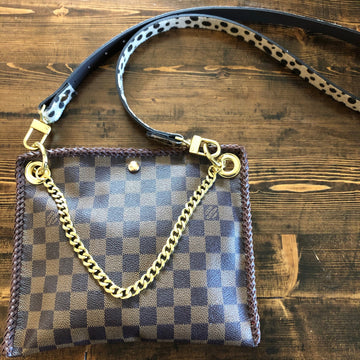 The Nuthatch -VS Damier Crossbody with Cheetah Strap