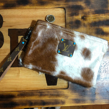 The MockingVS - Hair on Hide Wristlet Bag with Turquoise