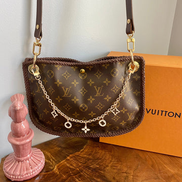 The Peacock -CS Monogram Hobo Crossbody in Brown - Gold Hardware