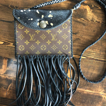 The Fringed Falcon - Black/Gold Hair-on-HideVS Wristlet/Crossbody/Clutch