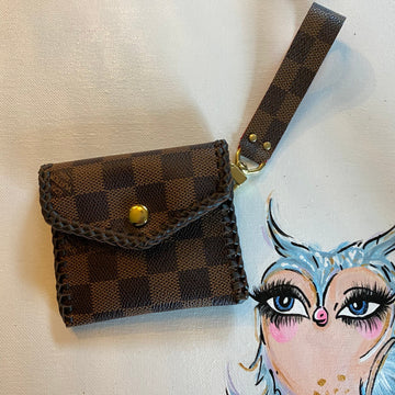 The Mini Cardinal - Damier and Red insideCS Card Holder/Wallet/Keychain