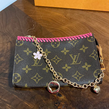 The Junco -CS Monogram in Hot Pink Wristlet