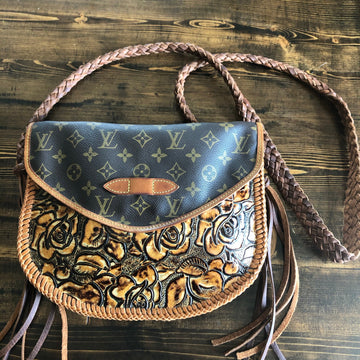 The Peacock Messenger -VS Monogram with Caramel Tooled Leather