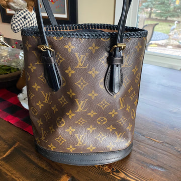 The Owl -CS Monogram in Black Bucket Bag